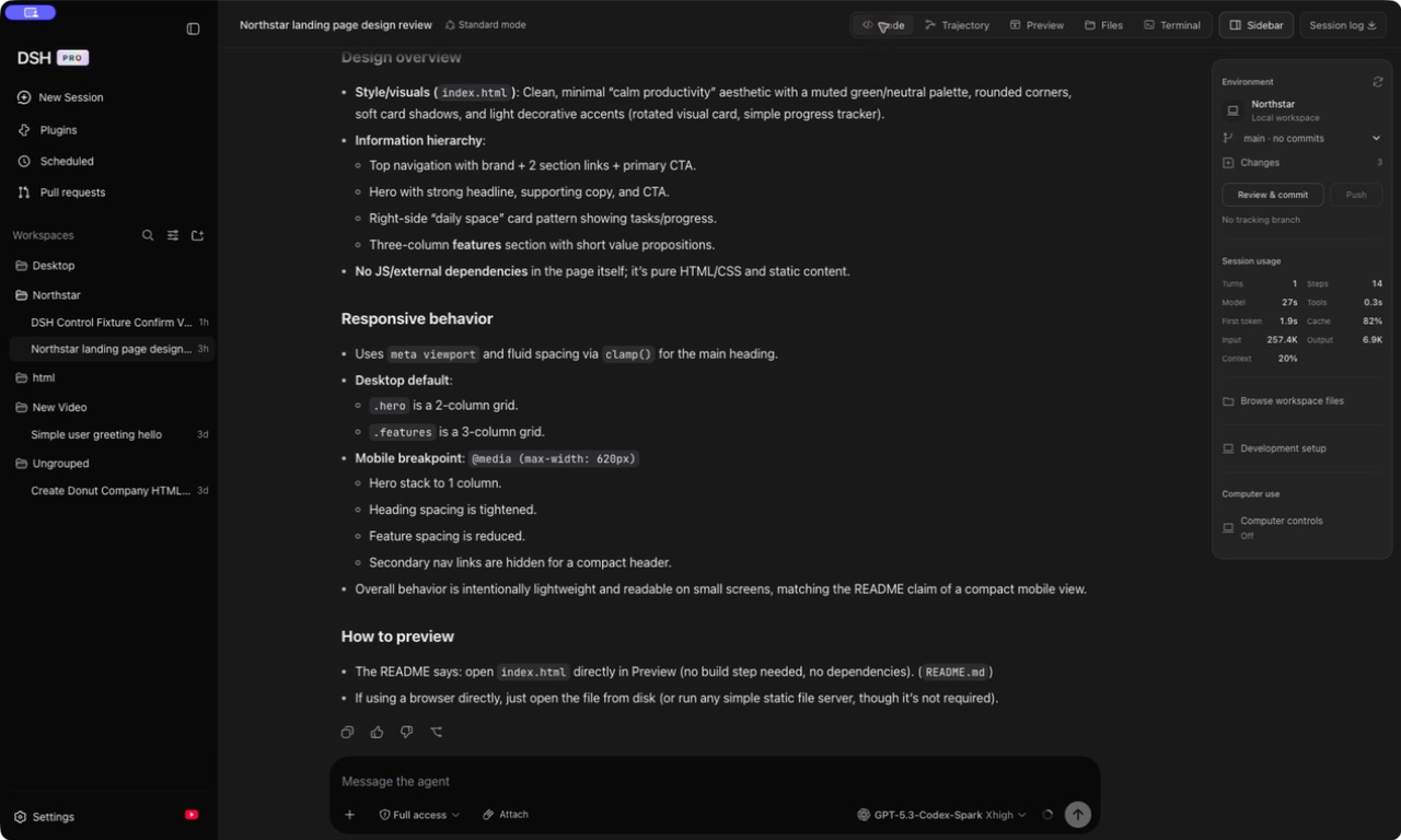DSH PRO — Code workspace