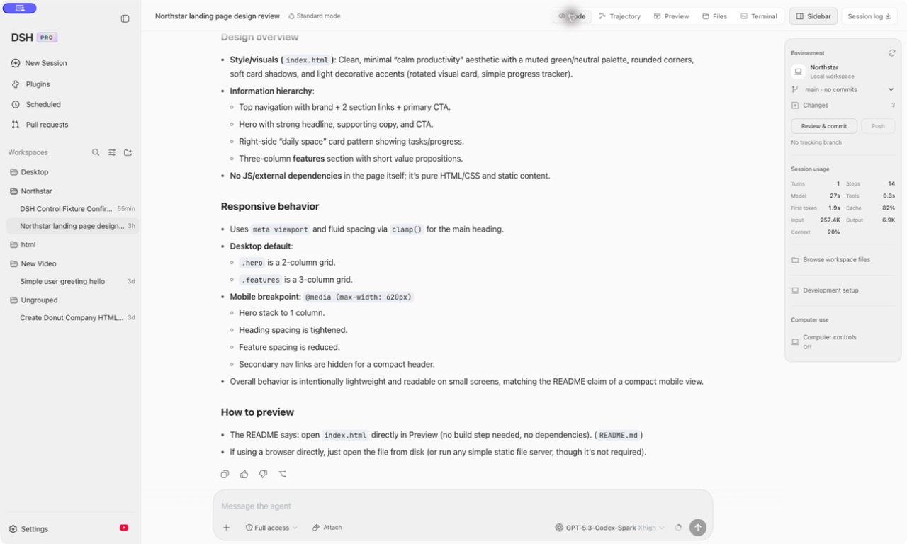 DSH PRO — Code workspace